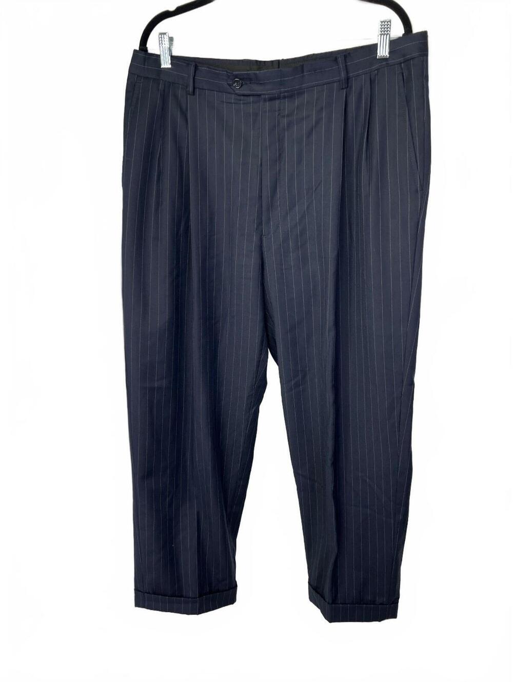 Hart Schaffner Marx Men's Navy Blue Pinstripe Dress Pants Size 37 Waist